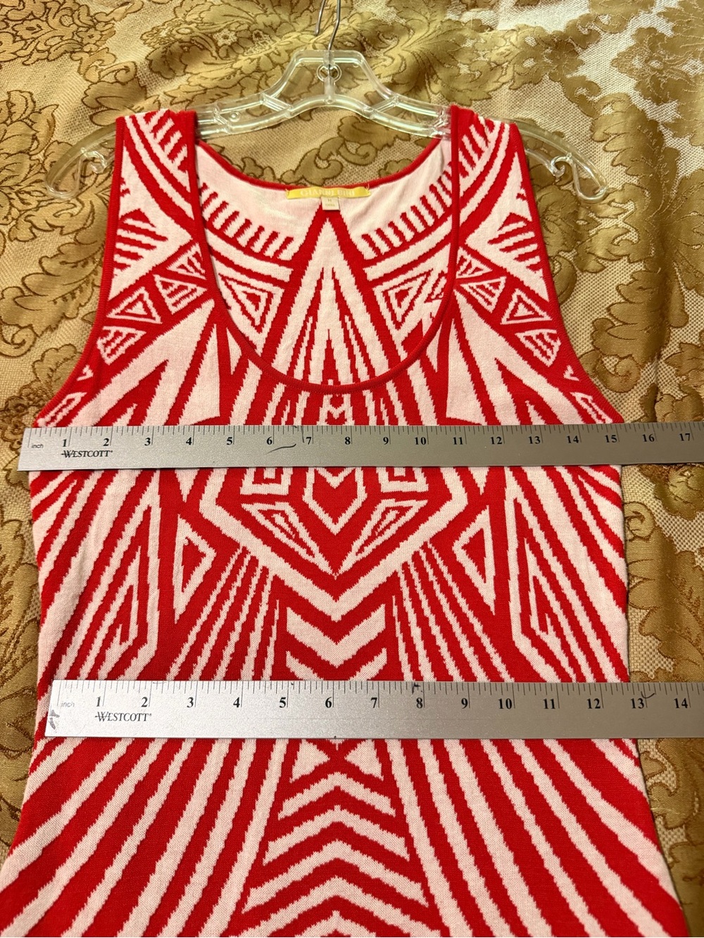 Gianni Bini woven knit tank midi dress, Red and White Bodycon Fit, Sz M - Picture 12 of 15